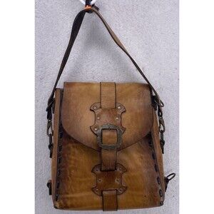 Vintage Tooled Leather Messenger Bag - Rustic Boho Crossbody Shoulder Bag